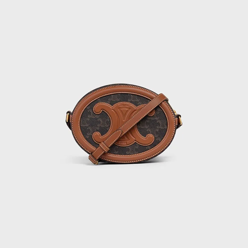 OVAL BAG CUIR TRIOMPHE IN TRIOMPHE CANVAS AND CALFSKIN