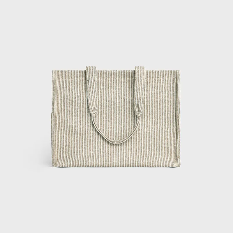 LARGE CABAS THAIS IN STRIPED TEXTILE