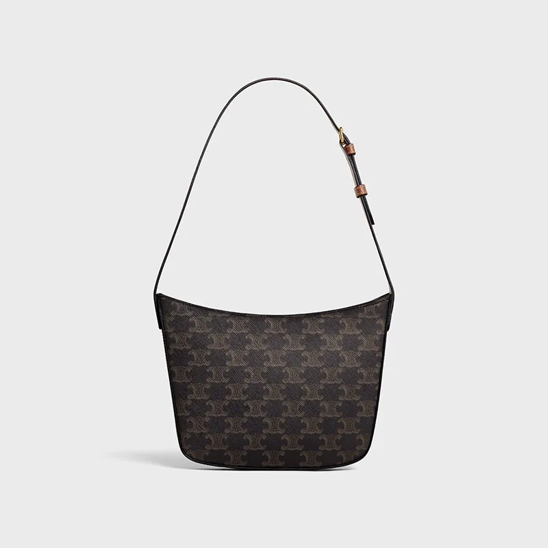 MEDIUM CELINE CROQUE BAG IN TRIOMPHE CANVAS AND CALFSKIN