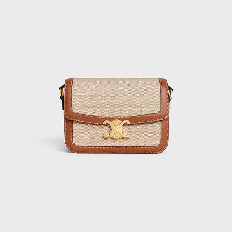 CLASSIQUE TRIOMPHE BAG IN TEXTILE AND CALFSKIN