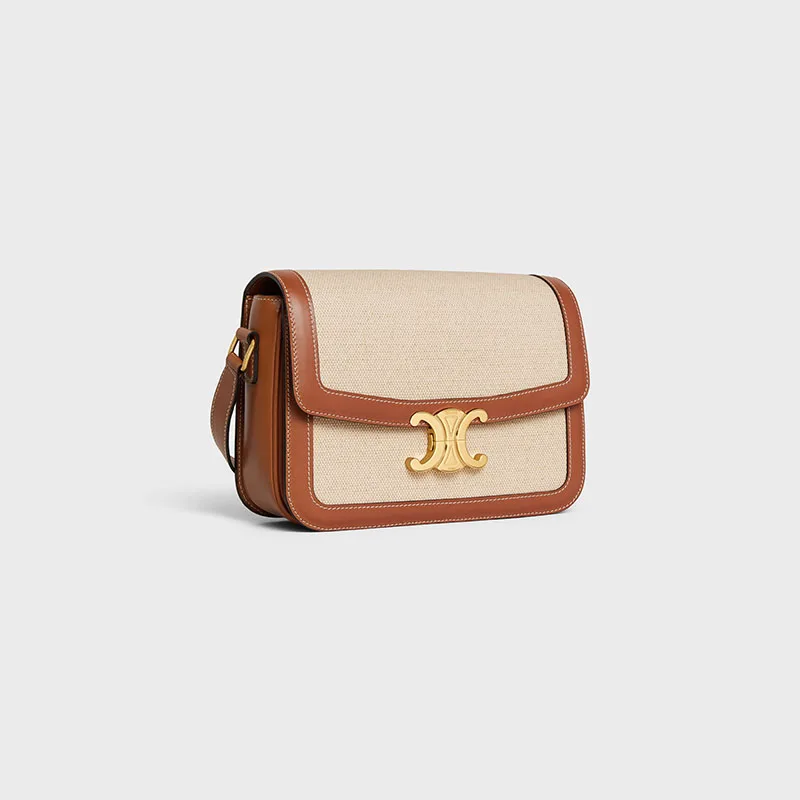 CLASSIQUE TRIOMPHE BAG IN TEXTILE AND CALFSKIN