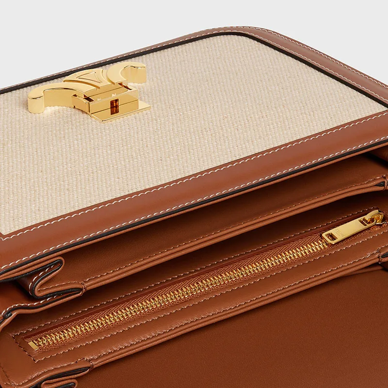 CLASSIQUE TRIOMPHE BAG IN TEXTILE AND CALFSKIN