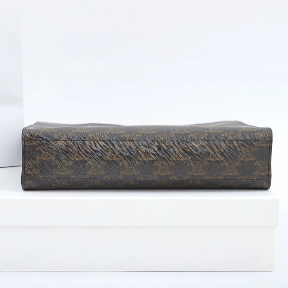 CELINE Vertical Cabas bag in calfskin with logo print and Celine print