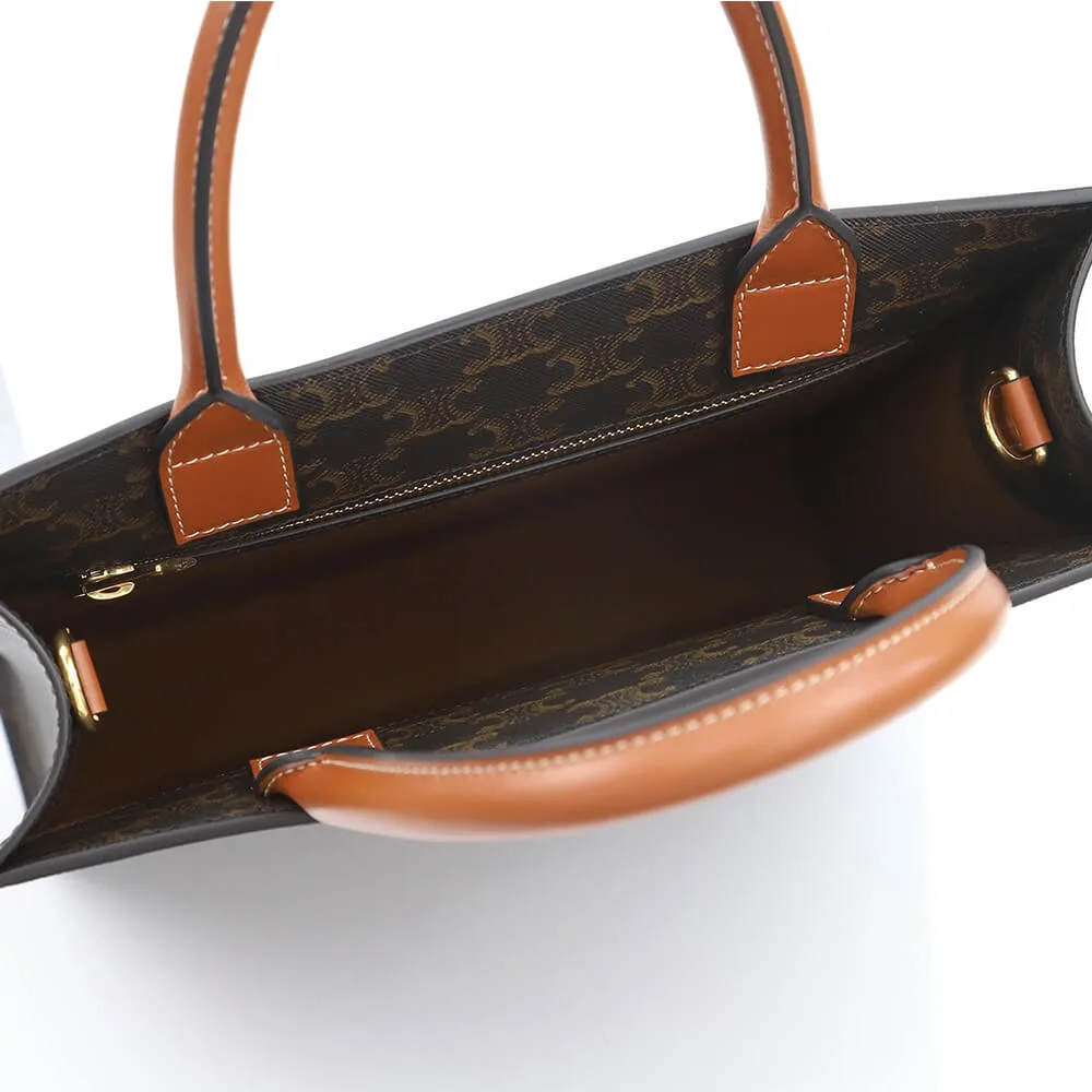 CELINE Vertical Cabas bag in calfskin with logo print and Celine print