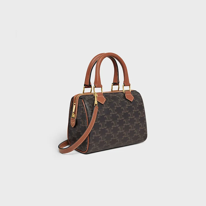 SMALL BOSTON IN TRIOMPHE CANVAS AND CALFSKIN