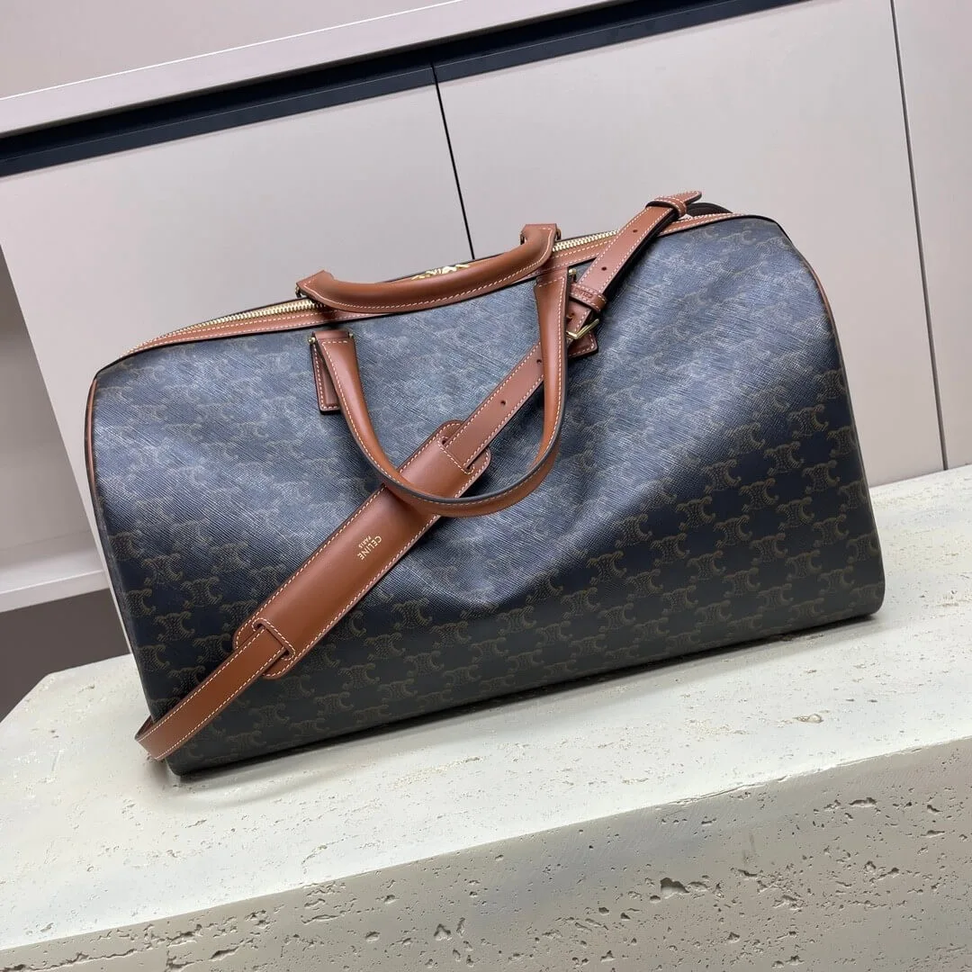CELINE Medium duffle bag in logo-print calfskin