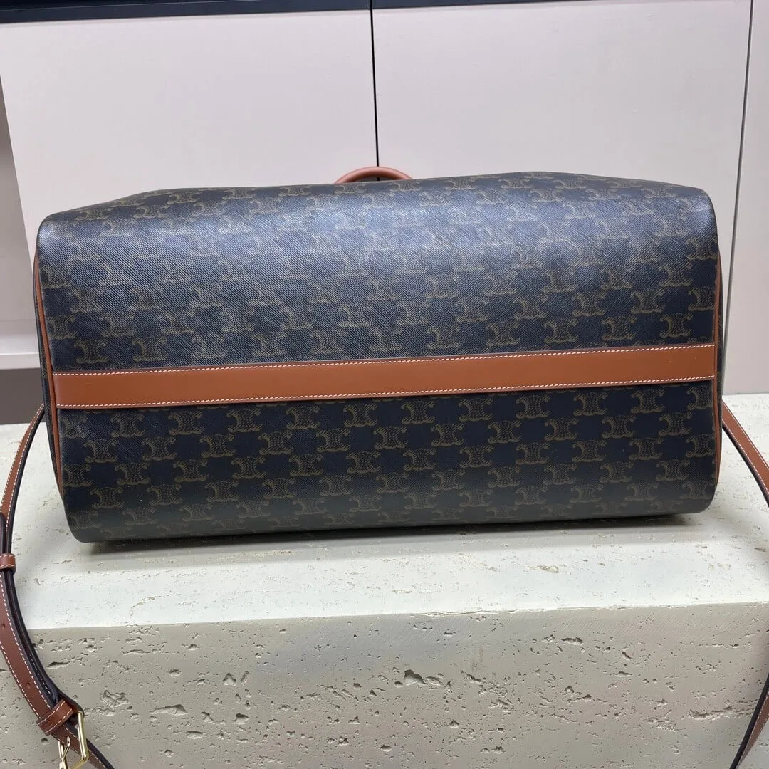CELINE Medium duffle bag in logo-print calfskin