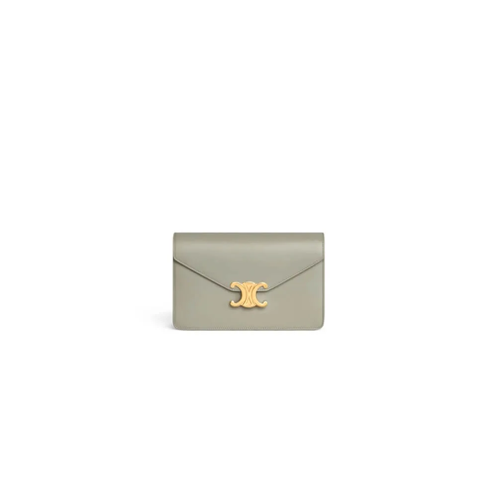 CELINE MARGO Shiny Calfskin Leather Chain Wallet