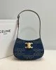 CELINE TILLY TRIOMPHE Medium Bag in Studded Denim and Calfskin