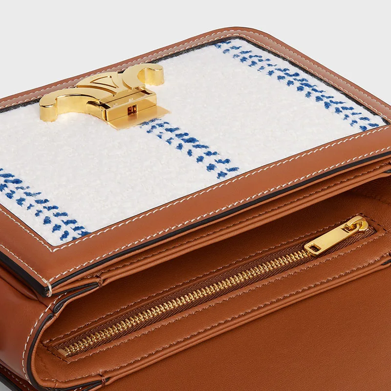 TEEN TRIOMPHE BAG IN STRIPED TEXTILE AND CALFSKIN