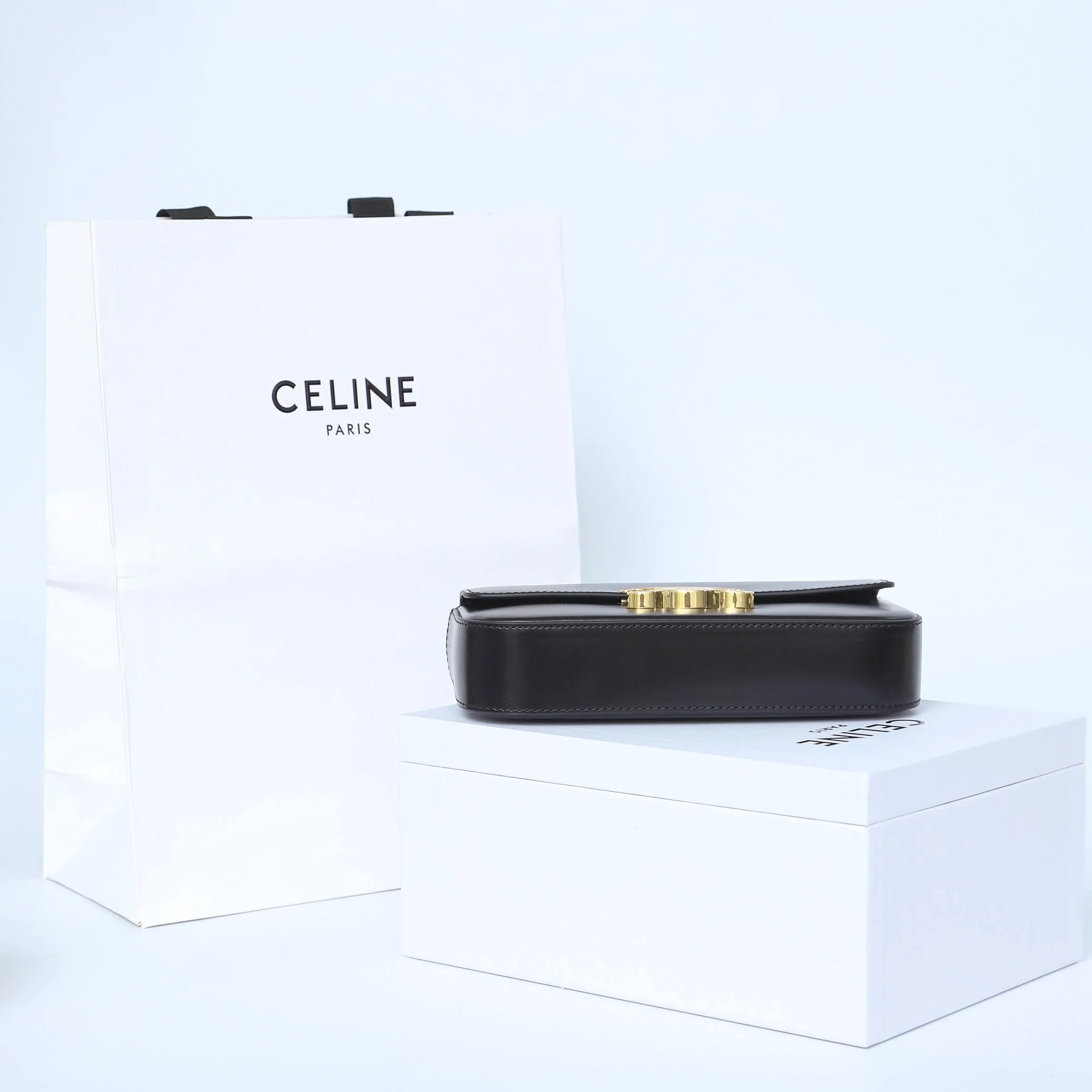 CELINE CLAUDE shiny cowhide leather chain shoulder bag