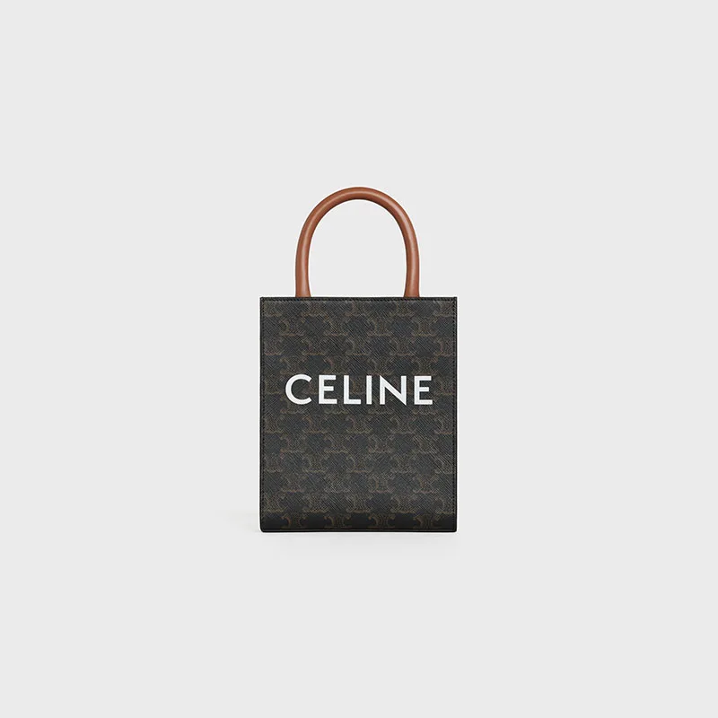 MINI VERTICAL CABAS IN TRIOMPHE CANVAS AND CALFSKIN WITH CELINE PRINT