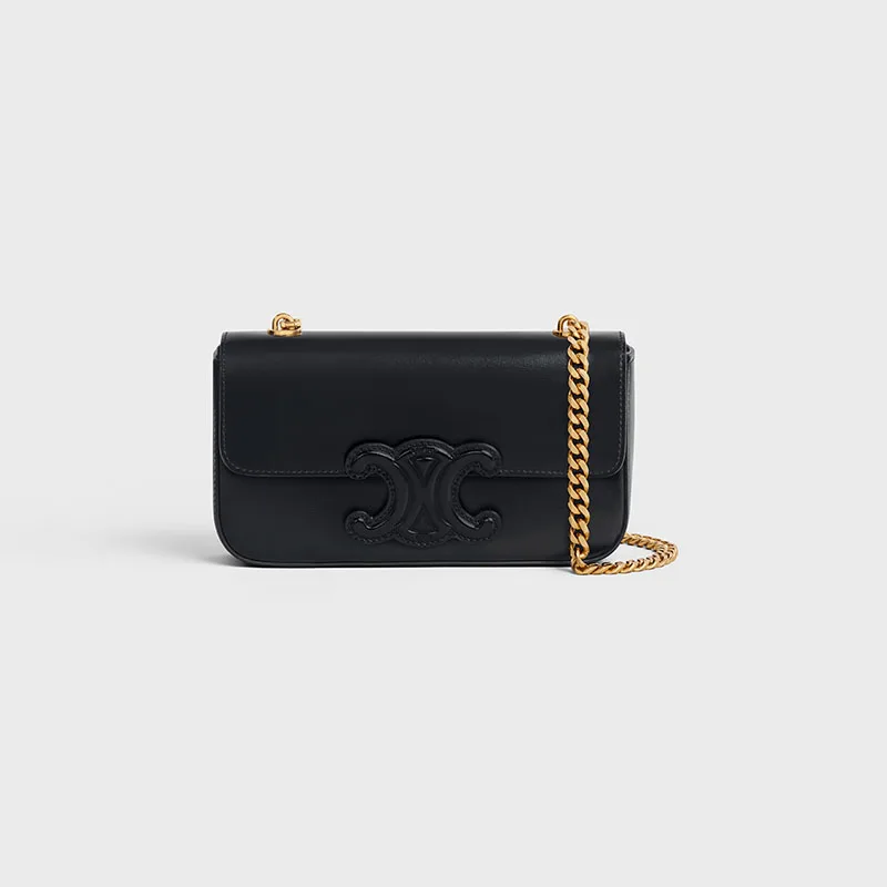 CHAIN SHOULDER BAG CUIR TRIOMPHE IN SHINY CALFSKIN