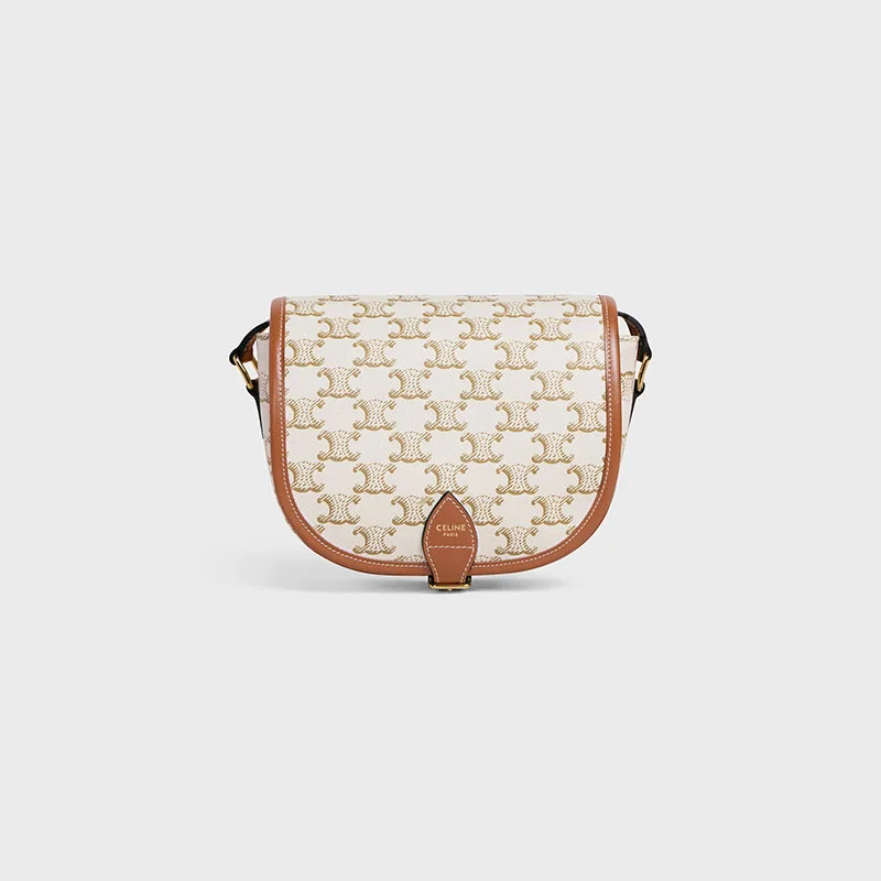 MEDIUM FOLCO BAG IN TRIOMPHE CANVAS AND CALFSKIN
