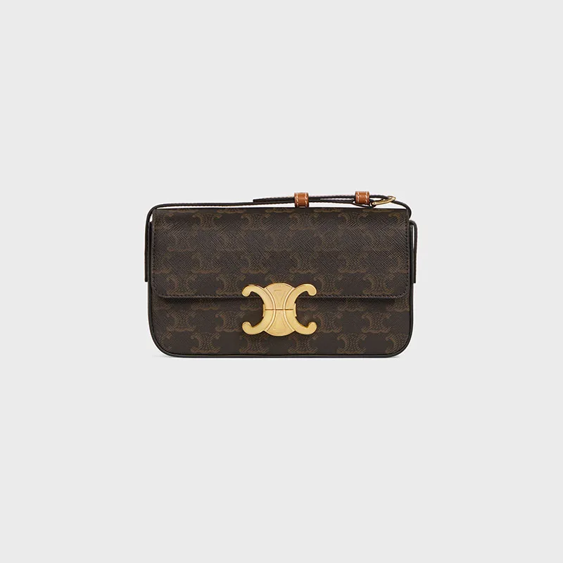 TRIOMPHE SHOULDER BAG IN TRIOMPHE CANVAS AND CALFSKIN