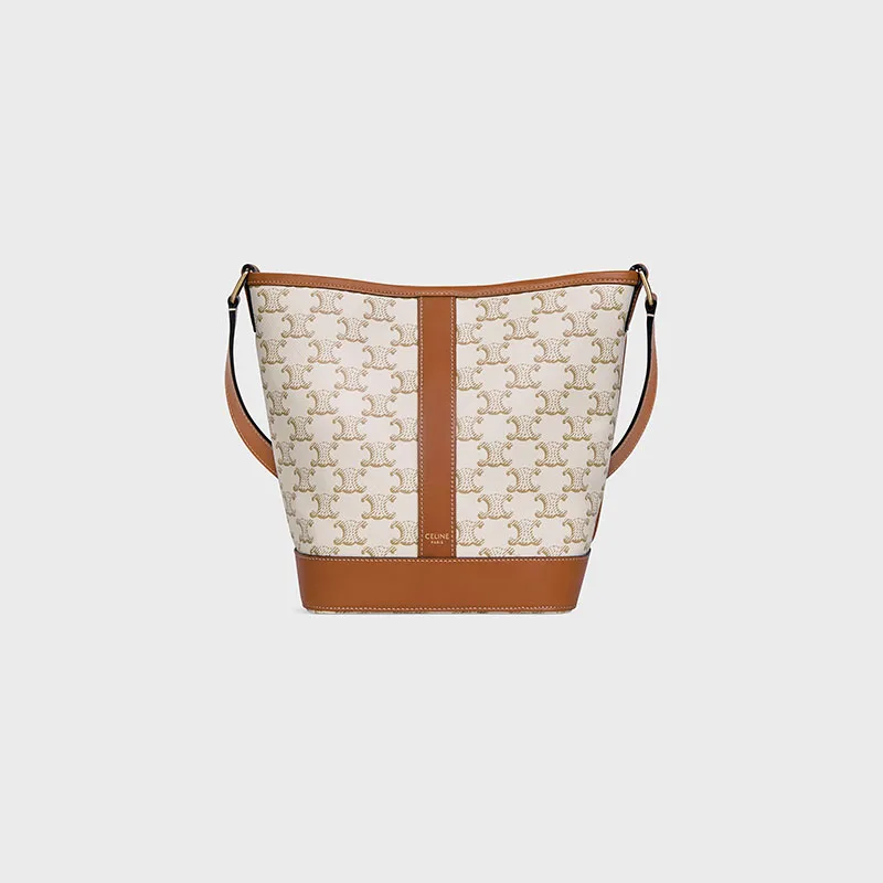 SMALL BUCKET IN TRIOMPHE CANVAS AND CALFSKIN