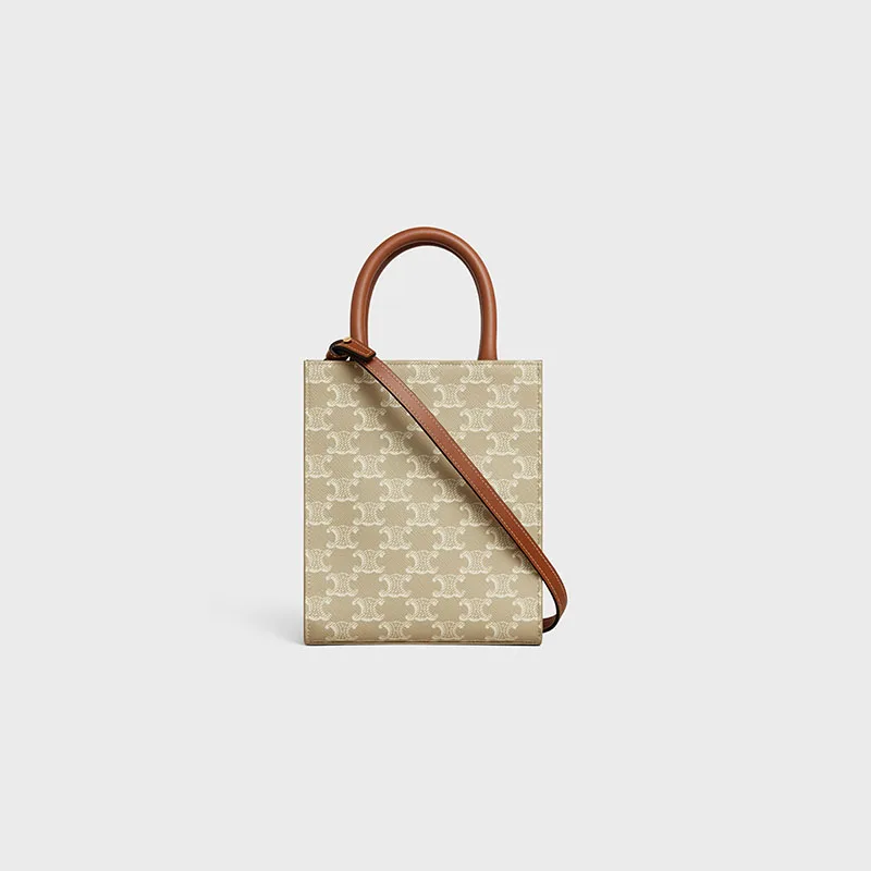 MINI VERTICAL CABAS IN TRIOMPHE CANVAS AND CALFSKIN