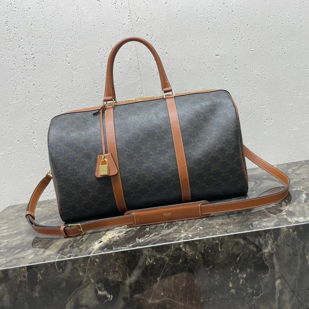 CELINE Medium duffle bag in logo-print calfskin