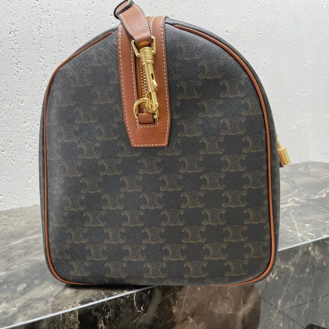 CELINE Medium duffle bag in logo-print calfskin