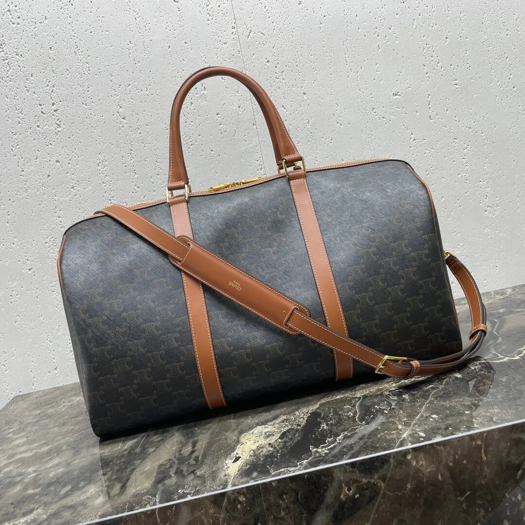 CELINE Medium duffle bag in logo-print calfskin