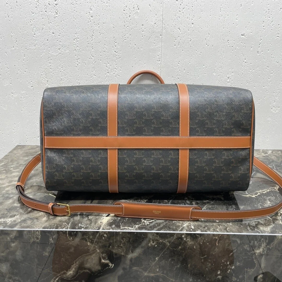 CELINE Medium duffle bag in logo-print calfskin