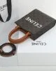 CELINE Mini Vertical Cabas Bag in Calfskin Leather with Logo and Celine Print