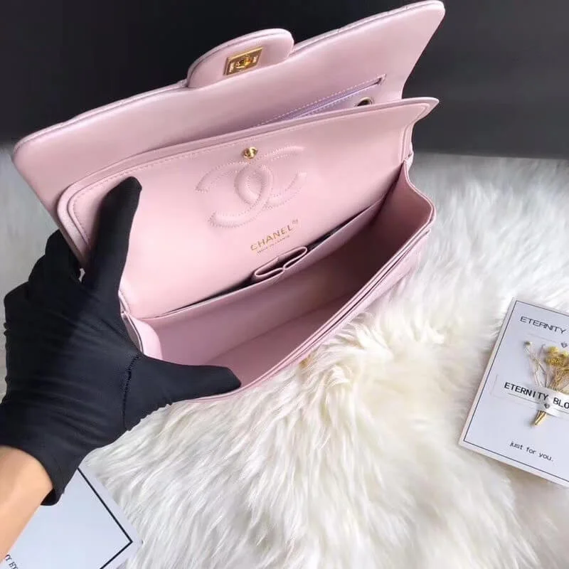 Chanel 1112 Pink Gold Medium Size 2.55 Lambskin Leather Flap Bag