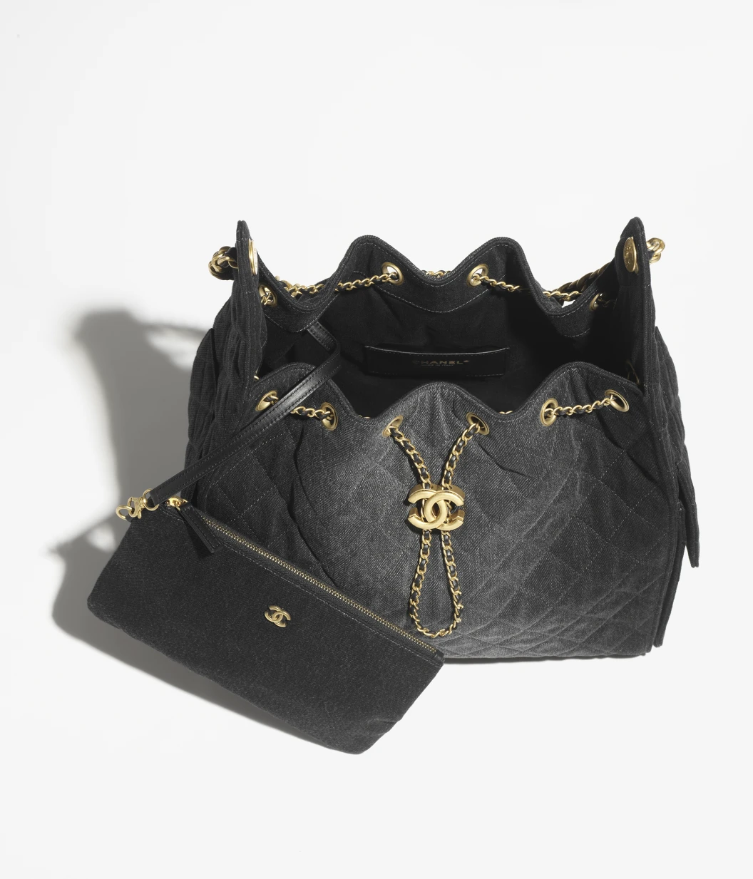 CHANEL 25 samll Handbag Washed Denim Black