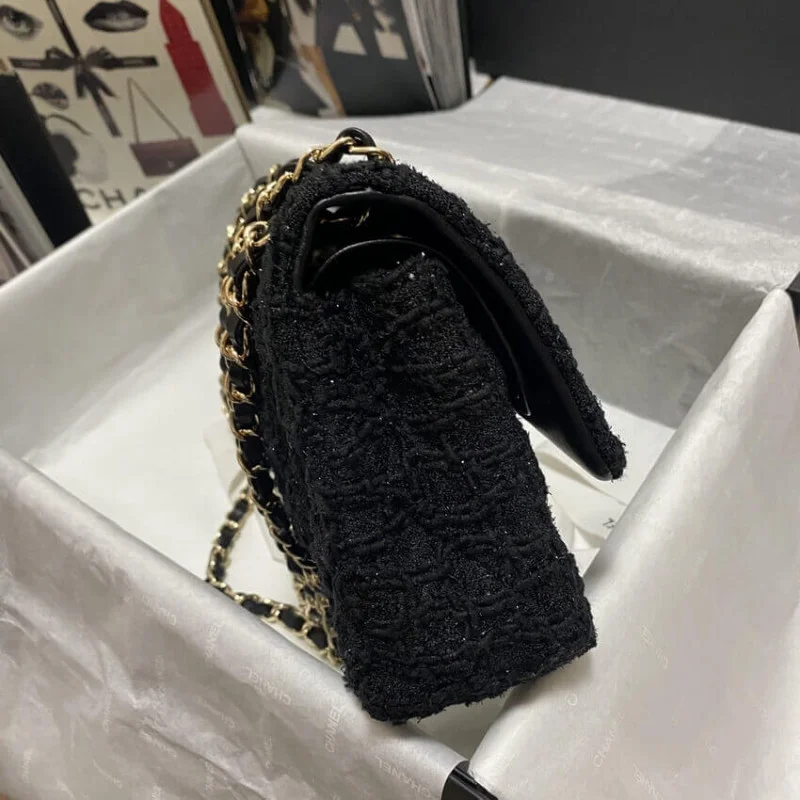 Chanel Class-Flap Bag In Black Tweed 1112