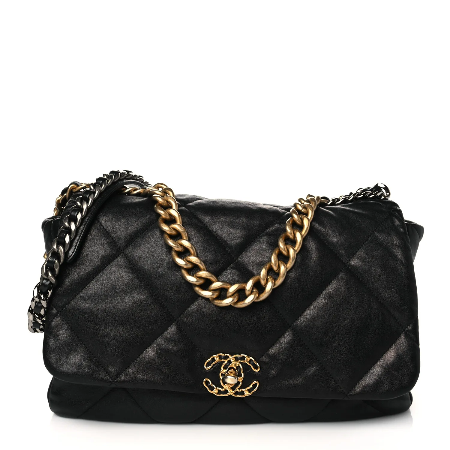 Lambskin Quilted Chanel 19 Flap Black