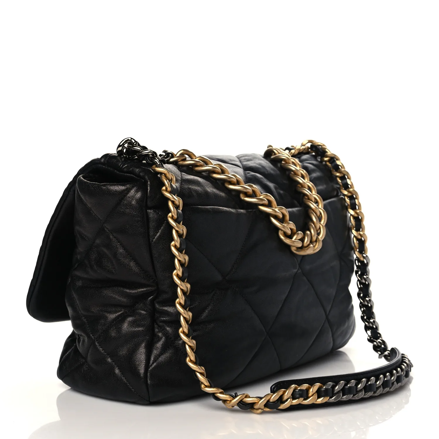 Lambskin Quilted Chanel 19 Flap Black