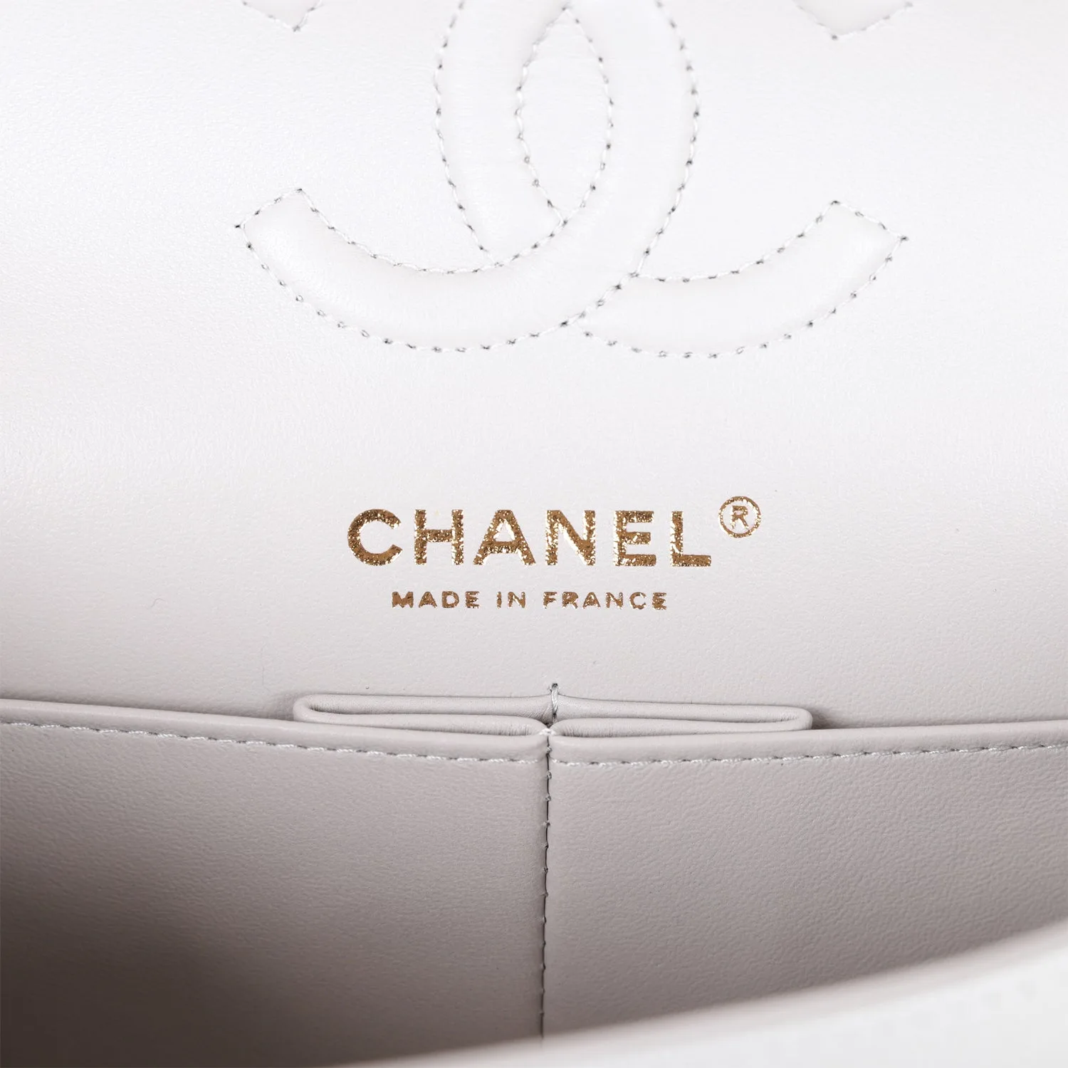 Small Classic Double Flap Grey Caviar Light Gold Hardware