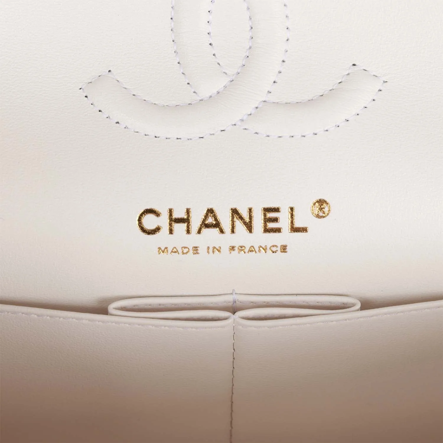 Small Classic Double Flap Bag White Caviar Light Gold Hardware