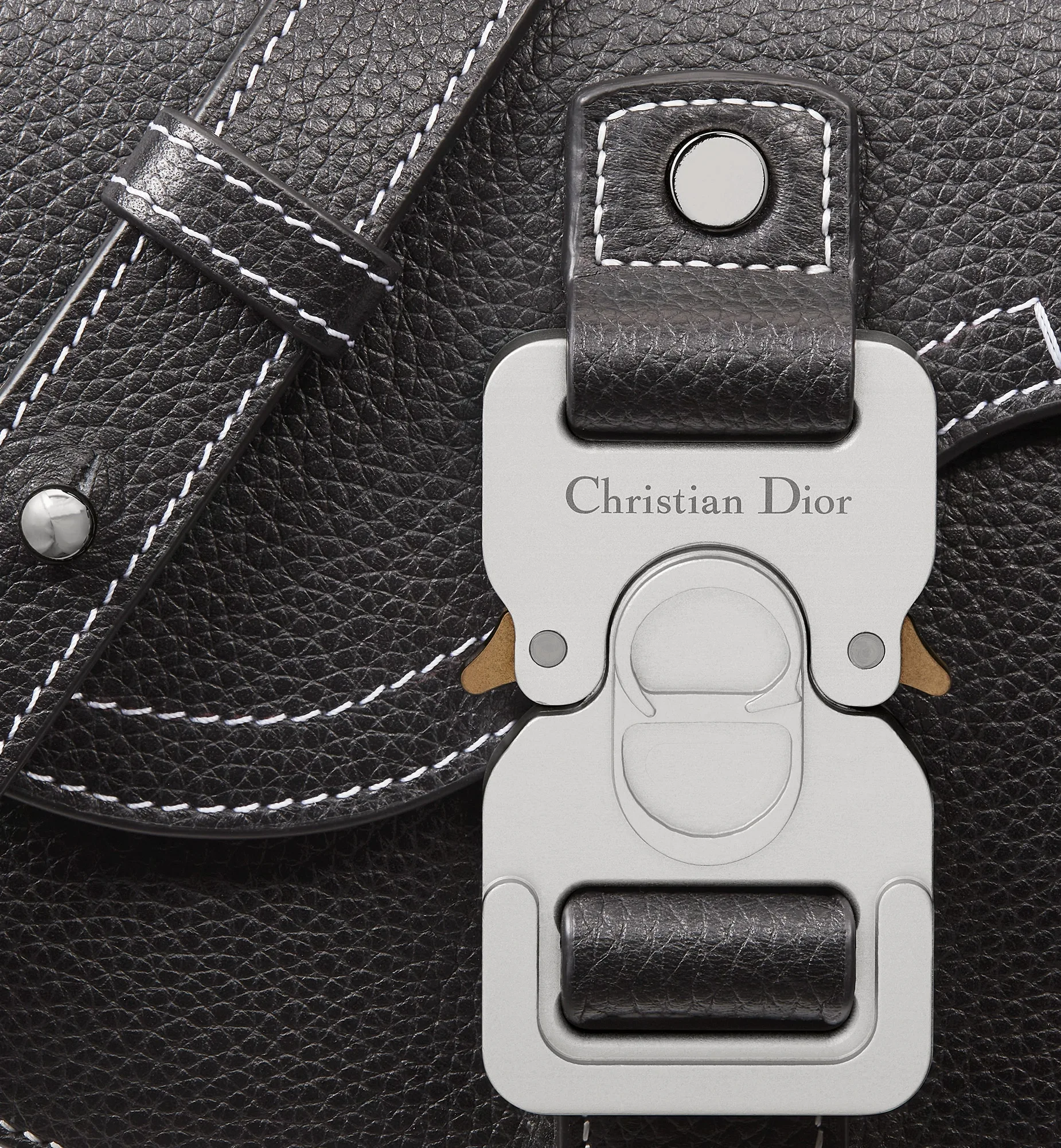 Mini Saddle Messenger Bag with Flap Black Grained Calfskin