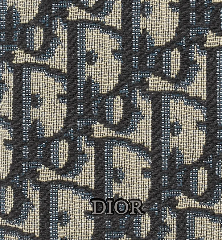 Vertical Long Wallet Beige and Black Oblique Jacquard