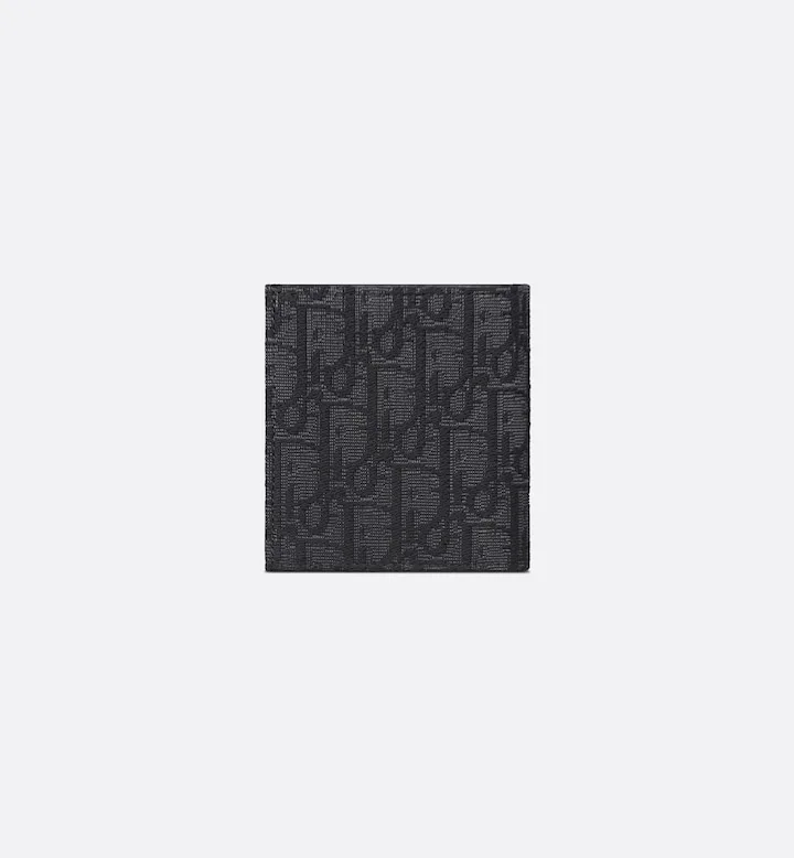 Vertical Bifold Wallet Black Oblique Jacquard