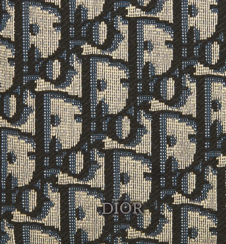 Vertical Long Zipped Wallet Beige and Black Oblique Jacquard