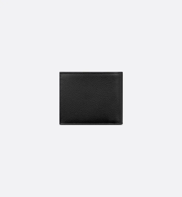Saddle Bifold Wallet Black Grained Calfskin Marquetry and Black Oblique Jacquard