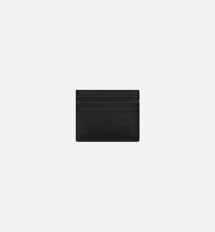 Saddle Card Holder Black Grained Calfskin Marquetry and Black Oblique Jacquard