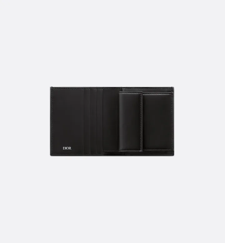 Compact Vertical Wallet Black CD Diamond Canvas