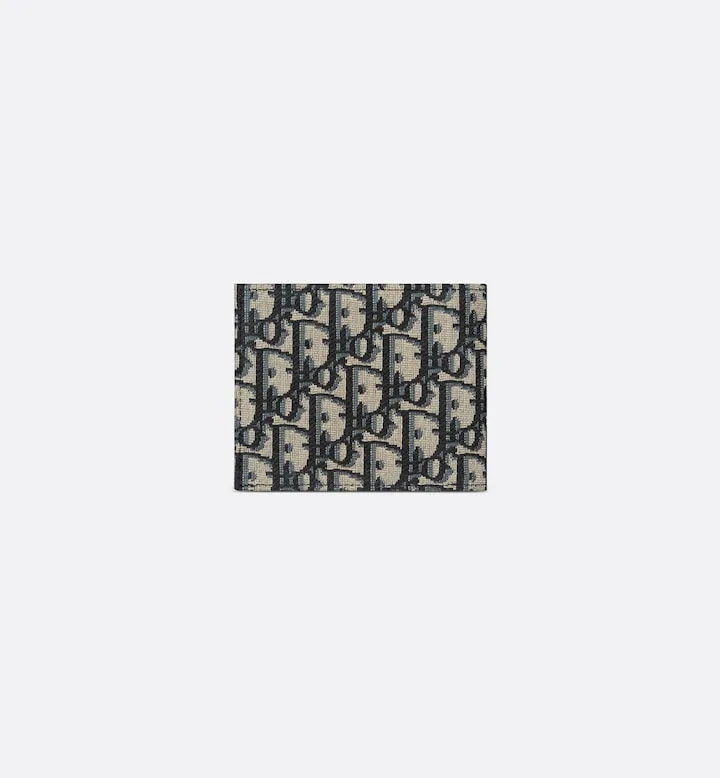 Compact Wallet Beige and Black Oblique Jacquard