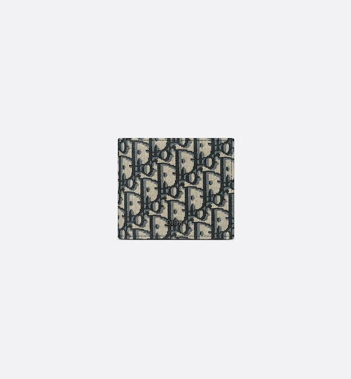 Compact Wallet Beige and Black Oblique Jacquard