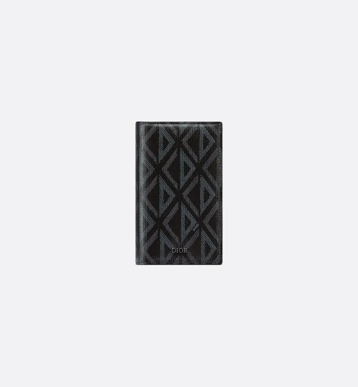 Long Bifold Card Holder Black CD Diamond Canvas