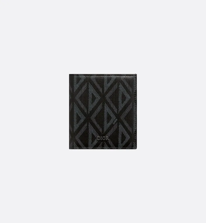 Vertical Bifold Wallet Black CD Diamond Canvas
