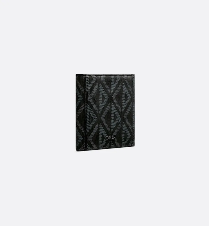 Vertical Bifold Wallet Black CD Diamond Canvas