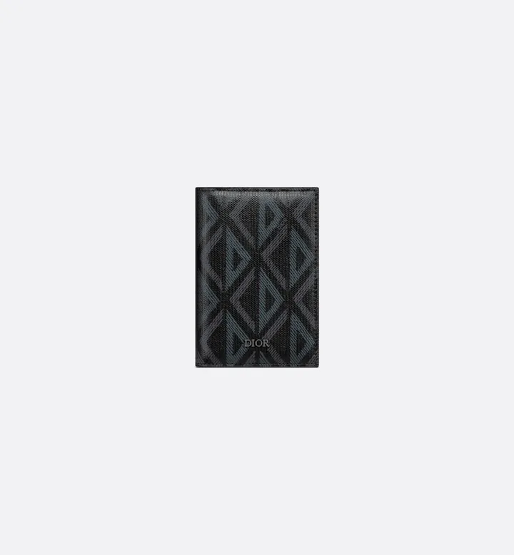 Vertical Bifold Card Holder Black CD Diamond Canvas