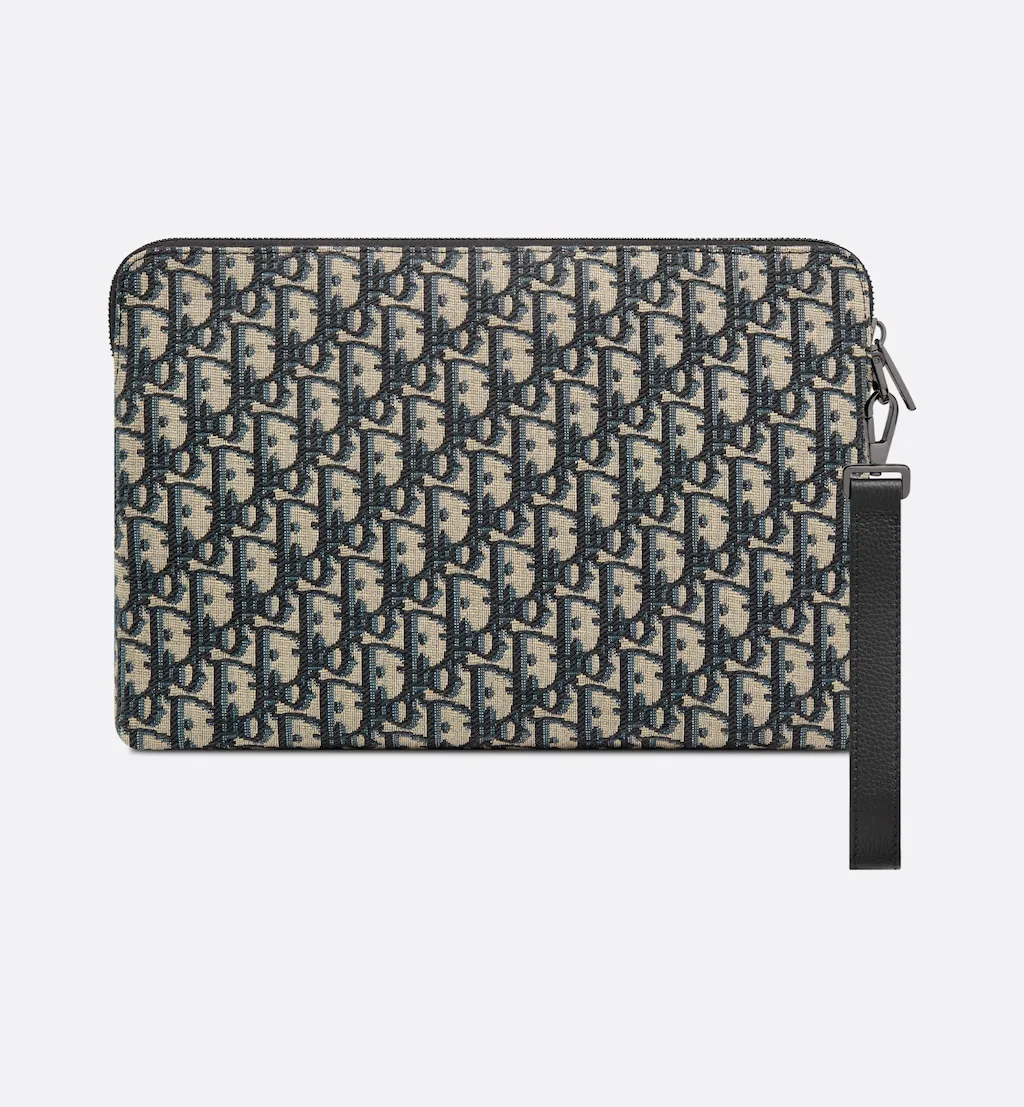 Pouch Beige and black Oblique jacquard