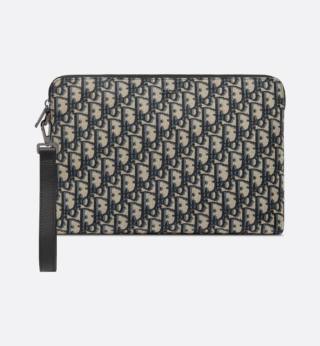 Pouch Beige and black Oblique jacquard