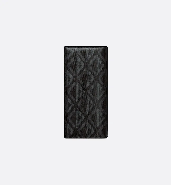 Vertical Bifold Wallet Black CD Diamond Canvas