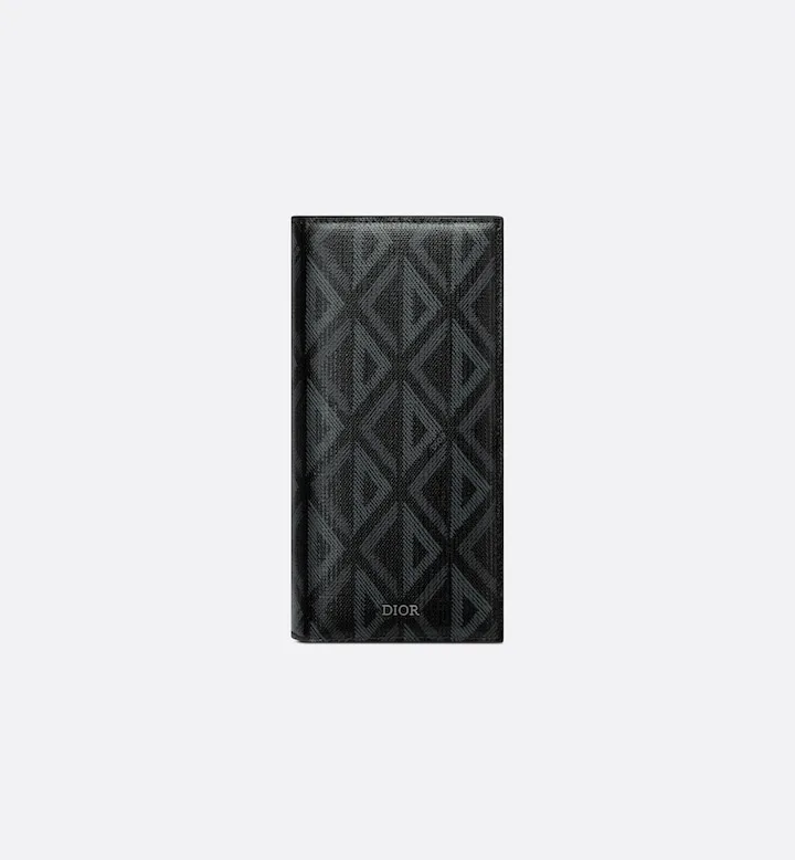 Vertical Bifold Wallet Black CD Diamond Canvas